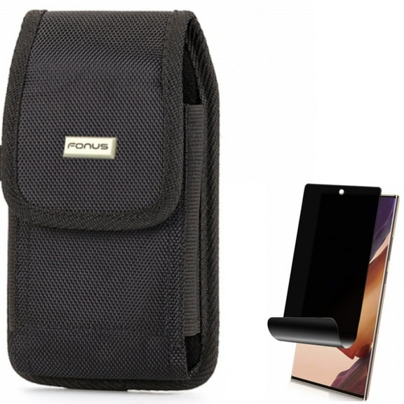 Privacy Screen Protector & Case Belt Clip for Samsung Galaxy Note 20 Ultra Phone - Combo with TPU Film Anti-Peep (Fingerprint Works) Anti-Spy & Swivel Holster Rugged Cover
