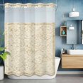 thumbnail image 6 of No Hook Shower Curtains with Snap-in Liner Set, Beige Flowers Waterproof Hotel Style Bathroom Shower Curtain, Spring Floral Farmhouse Retro Art Breathable Mesh Top Window Bath Curtains 48''x72'', 6 of 9