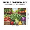 thumbnail image 2 of Harvested Greens Jigsaw Puzzle for Adults 500 Pieces Challenging Puzzle Excellent for Game Nights and Relaxation Vibrant Vegetable Illustration Rustic Kitchen Scene 20.5x15 Inch Finished Size, 2 of 6