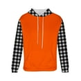 thumbnail image 4 of Mens Hoodies Color Block Checked Printed Sweatshirts with Pockets Fleece Lined Hooded Pullover Fall Outwears Work Wear Sweaters Loose Hoody Long Sleeve Tops Sportswear M-4XL, 4 of 5