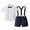 N134-White, variant on RMGVDSD Baby Boy Formal Short Set Toddler Boys Summer Gentleman Outfits Stylish Short Sleeve Bowtie Dress Shirt Suspender Shorts Suit 3-4 Years