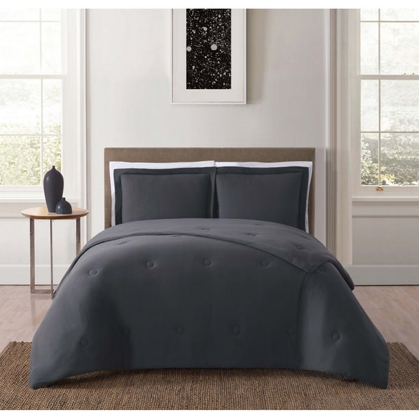Truly Soft Everyday Solid Jersey Charcoal Full / Queen Comforter Set