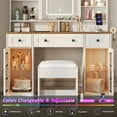 thumbnail image 6 of Vabches Farmhouse Makeup Vanity Desk with Sliding Mirror Large Vanity Table with 3 Drawers and Charging Station, White, 6 of 9