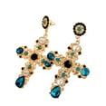 thumbnail image 3 of Jiaroswwei Boho Women Rhinestone Inlaid Hollow Cross Dangle Ear Drop Earrings Jewelry Gift, 3 of 5
