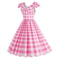thumbnail image 3 of FAIWAD Women's 1950s Retro Vintage Dress Cap Sleeve V Neck Mini Dress Ladies Plaid A-Line Party Dresses, 3 of 8