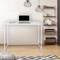 thumbnail image 3 of Folding Computer Desk, 32 Inch Home Office Desk for Small Spaces, Foldable Computer Table, Laptop Table, Writing Desk, Compact Study Reading Table with Wood & Metal, White, 3 of 6
