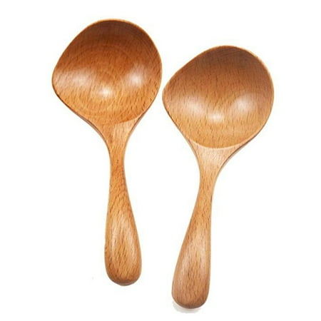 

Giablole 2 Pcs Wooden Soup Ladle Long Handle Spoon Wood Scoop Kitchen Serving Spoon Rice Soup for Snacks Fruit Mixing Scoop
