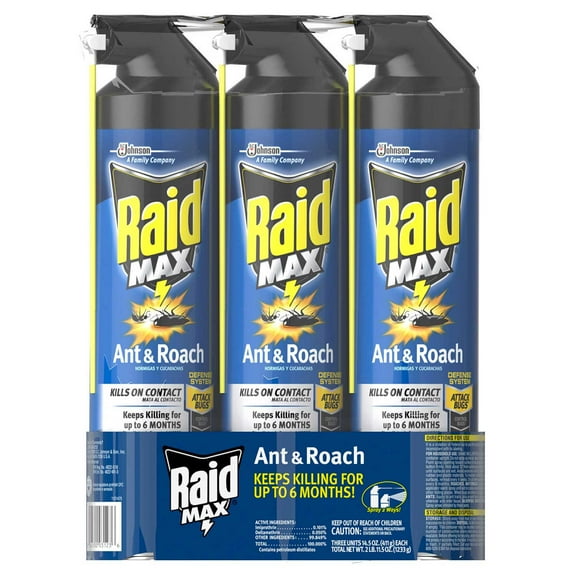 Raid Max Ant and Roach Killer Spray, 3ct, 14.5 oz.