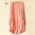thumbnail image 2 of Olyvenn Women Summer Long Sleeve Thin Cardigan Open Front Solid Loose Long Cardigans with Pockets Plus Size Thin Coats Outwear Kimono Cardigan Pink 4, 2 of 4