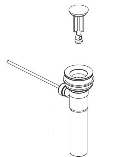Brushed Nickel and Chrome Brass Pop-Up Drain Assembly
