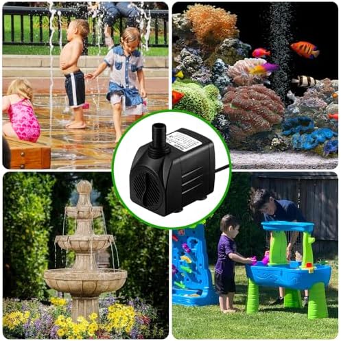 400GPH Submersible Pump with 5 ft Tubing, (1500L/H 25W) durable fountain water pump for Pond Fountain, Aquariums Fish Tank, Statuary, Hydroponics