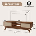 thumbnail image 4 of WIRRYTOR Boho TV Stand for 65 inch TV with Linen Sliding Doors, 59" Entertainment Center with Curved Corners, Wood Media Console Table, Walnut, 4 of 9