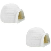2 Pieces Fish Tank Ice House Model Fairy Garden Miniatures Bedroom Decore Simulation Igloo Resin Toddler