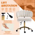 thumbnail image 2 of MOONMISS Velvet Upholstered Swivel Adjustable Height Home Office Desk Chair With Golden Legs-Beige, 2 of 6