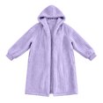 thumbnail image 6 of Women's Longline Fleece Coat Open Front Hooded Cardigan Cozy Textured Fuzzy Outerwear with Pockets Relaxed Fit Winter Overcoat for Home Daily Commute Outdoor Activities, 6 of 9