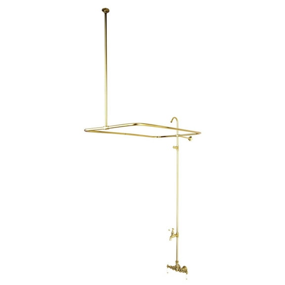 Wall-Mount Clawfoot Tub Faucet, Standard, 3-3/8", 2, Tub Wall Mount, Polished Brass