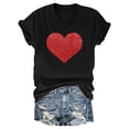thumbnail image 6 of Womens Valentines Day Tee Heart Shaped Printed Top V Neck T Shirt, 6 of 6