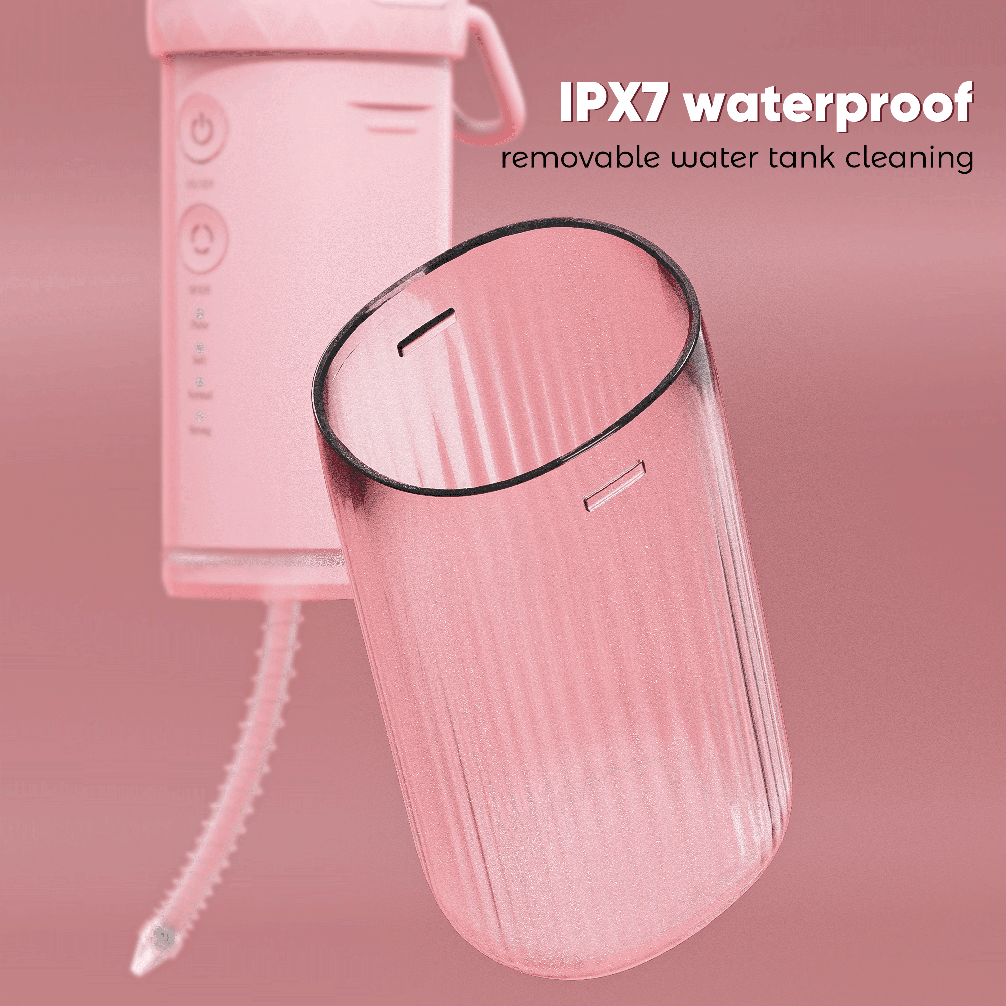 VIIWII Portable Water Flosser for Teeth Mini Cordless Rechargeable with 4 Modes,IPX7 Waterproof,200ML Large Tank,Oral Irrigator for Travel Home Use,Pink
