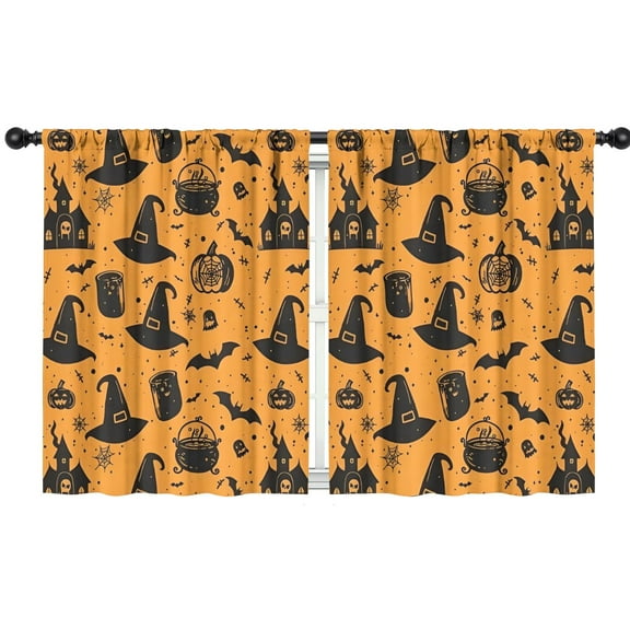 Blackout Kids Curtains,Witch Hat Halloween Pattern Childrens Insulated Curtains Set Of 2,Bedroom Essentials,Toddler Room Decor 42"x54"