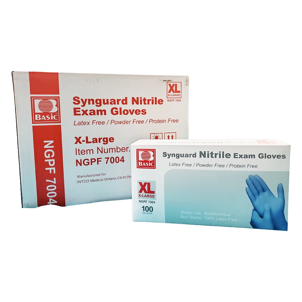 Synguard Nitrile Exam Gloves, Blue, XLarge, Case of 1000