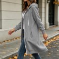 thumbnail image 6 of yillto Womens Long Jacket Hoodie Sweatshirts Full Zip up Comfy Warm Fashion Fall Casual Coats with Pockets, 6 of 7