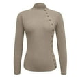 thumbnail image 4 of SGMVNU Long Sleeve Shirts For Women Fall Winter Warm Solid Color Half Turtleneck Button Down Sweater Top Cozy Sweaters For Women Khaki S, 4 of 5