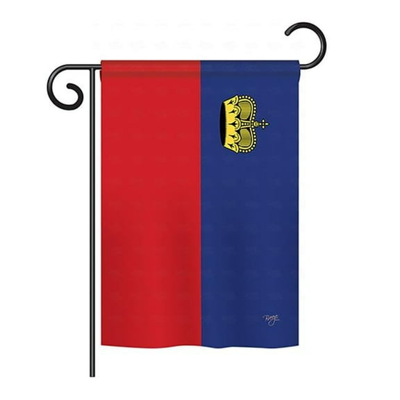 Breeze Decor BD-CY-GS-108321-IP-BO-D-US15-BD 13 x 18.5 in. Liechtenstein Flags of the World Nationality Impressions Decorative Vertical Double Sided Garden Flag Set with Banner Pole