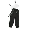 thumbnail image 3 of TTAO Kids Girls 2pcs Street Hip Hop Dance Clothes Jogger Pants Set Crop Top Tank Tracksuit Sportswear Ivory 6, 3 of 7