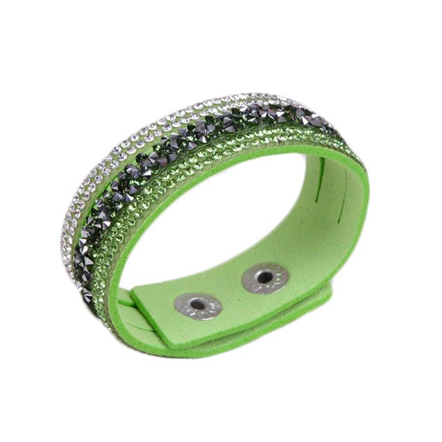 fastboy Bracelet en Cuir Unisexe avec Strass et Deux Boutons Réglables