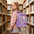 thumbnail image 5 of Weebloom Large School Clear Backpack For Kids Boys Girls Waterproof Transparent Backpack Front Pocket Daypack For Travel Bookbag Middle High School College Purple, 5 of 5