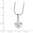 thumbnail image 2 of SS Rhodium-Plated CZ Brilliant Embers Fleur De Lis Necklace in Sterling Silver, 2 of 2