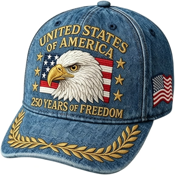 OQRKI 250Th Anniversary Usa Baseball Cap Patriotic Eagle 250 Year American Anniversary Hat Adjustable Veteran Hat Gift