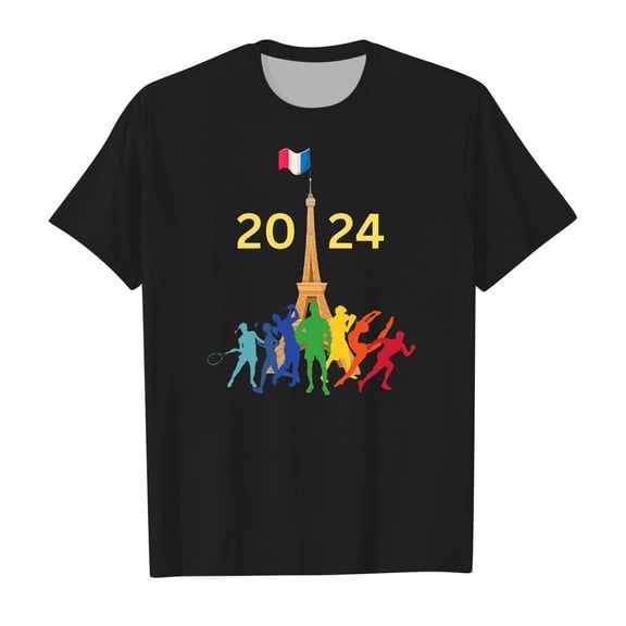 Toddler Girl's 2024 Paris Graphic Tees Short Sleeved Round Neck Summer T-Shirt