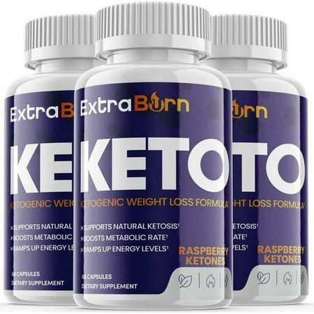 (3 Pack) Extra Burn Keto - Supplement for Weight Loss - Energy & Focus Boosting Dietary Supplements for Weight Management & Metabolism - Advanced Fat Burn Raspberry Ketones Pills - 180 Capsules