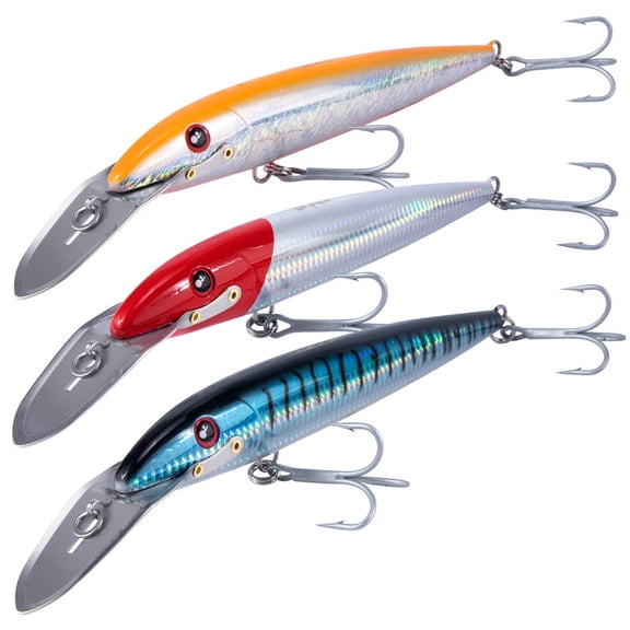 Dr.Fish Deep Diving Trolling Lures 13-20ft Saltwater Hard Fishing Lures 7.3" Deep Diving Jerkbait VMC Treble Hooks Pencil Twitch Bait Heavy Duty Offshore Plugs Striper Mackerel Tuna