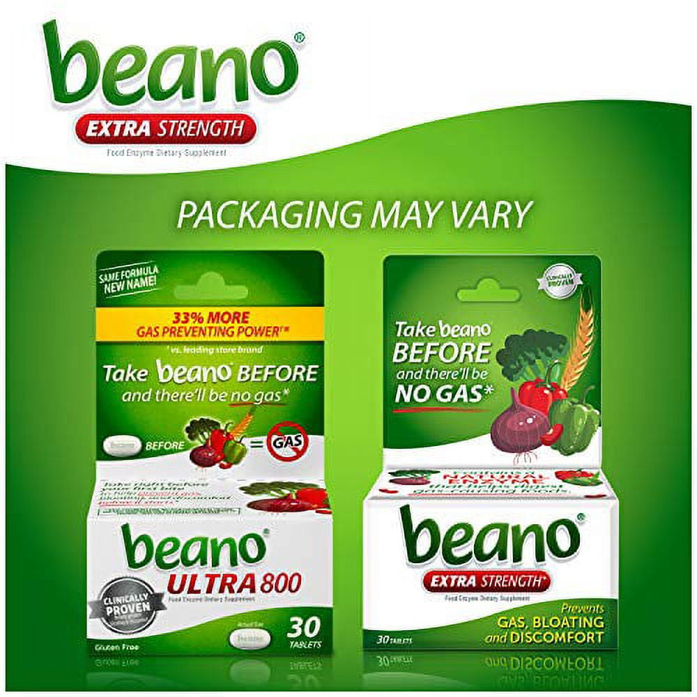 Beano Extra Strength, Gas Prevention & Digestive Enzyme Supplement, 30 Count, 3 Pack