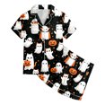 thumbnail image 4 of NIEWTR Kids 2 Piece Outfits Girls Cute Halloween Pajamas Button Down Short Sleeve Shirt Shorts Pjs Cute Everyday Sleepwear, 4 of 5