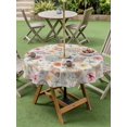 thumbnail image 4 of Outdoor Tablecloth with Umbrella Hole for Patio/Picnic/Party/Camping, Nautical Coastal Waterproof Table Cloth Round Cover Washable, Summer Ocean Shell Starfish Floral (Dia 54"), 4 of 8