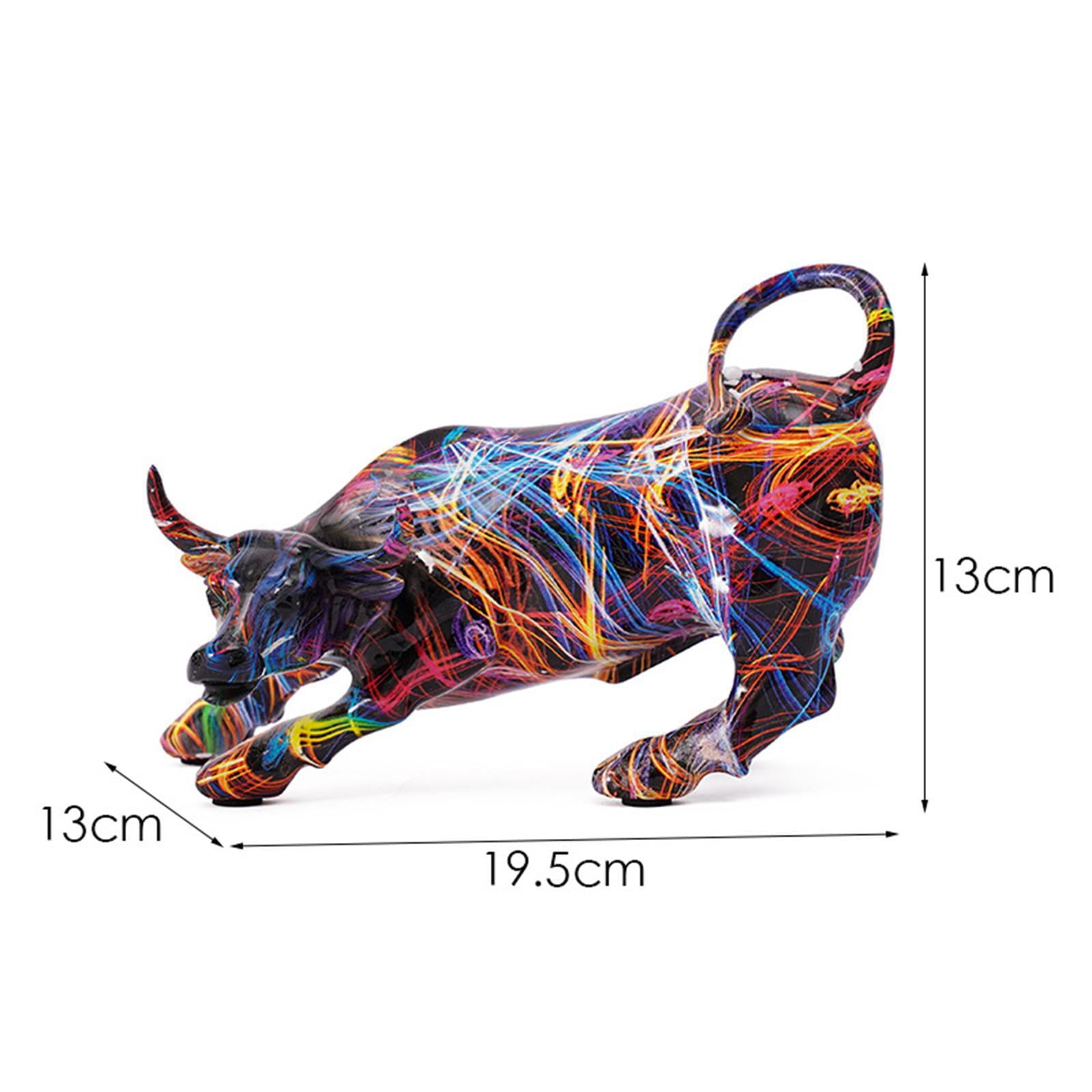 Miulika Bird Bull Statue Figurine Yard Art Ornament Modern Resin Sculpture Colorful Feng Shui Animals Collection for Holiday Spring Garden