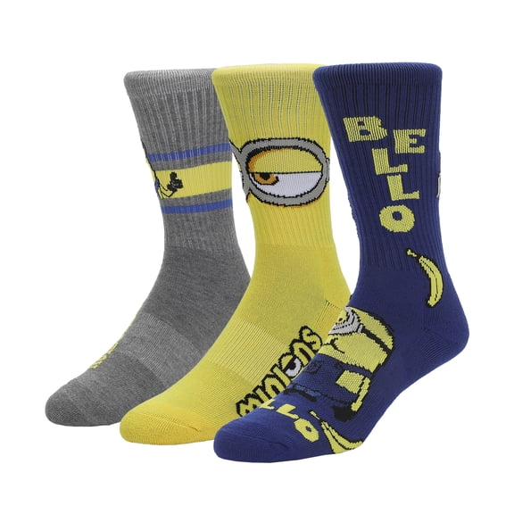 Minions Favorite Characters Men's Athletic Crew Socks (Pack of 3)