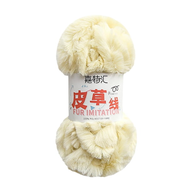 Hilo grueso de 10 m de largo, hilo de piel artificial para tejer a crochet o tejer suéteres. Amarillo claro