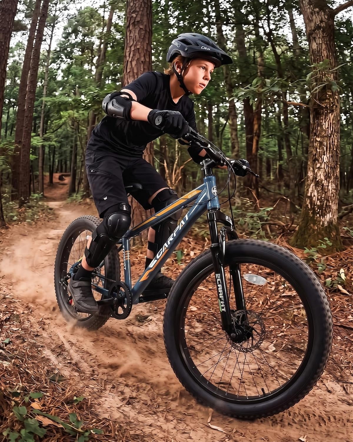 Ambifirner Mens and Women Fat Tire Mountain Bike, 24-Inch Bicycle Wheels, 4-Inch Wide Tires, Steel Frame, 7Speed Drivetrain, Disc Brakes