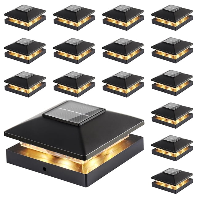 Luces solares para postes JOFIOS, paquete de 16, impermeables, blanco cálido