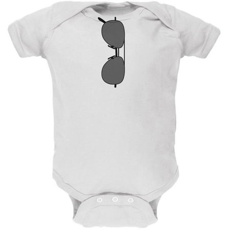 Aviator Sunglasses Cool Kid Costume White Soft Baby One Piece