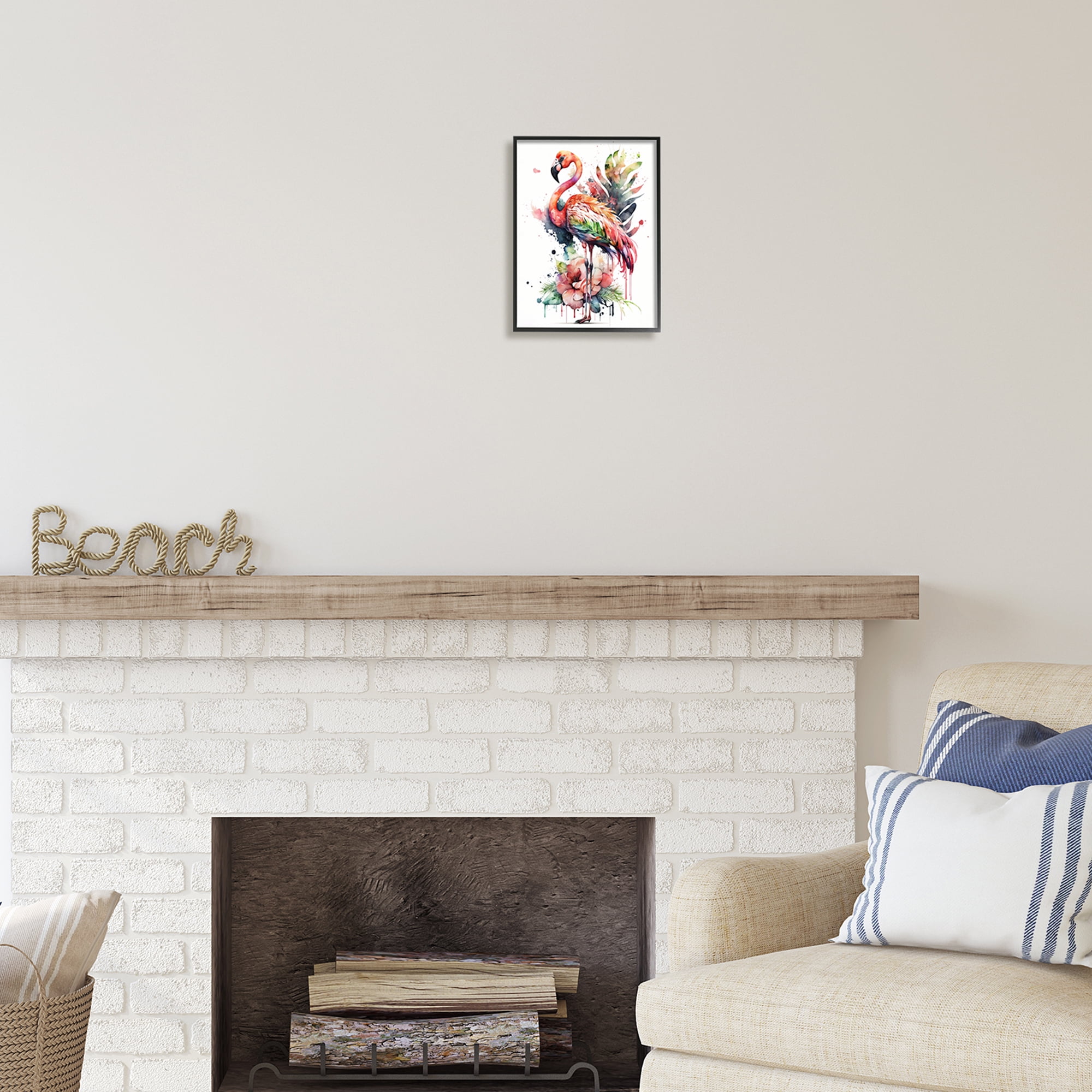 Stupell Industries Modern Splash Flamingo Animals & Insects Painting Black Framed Art Print Wall Art, 11 x 14