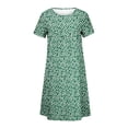 thumbnail image 4 of Robes Maxi pour Femmes Été Imprimé Bohème Manches Courtes Robe de Plage Longueur Genou Robe Manches Courtes en Solde, 4 of 5