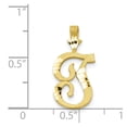 thumbnail image 3 of Diamond2Deal 10K Yellow Gold Grooved Letter T Initial Pendant for Women, 3 of 5