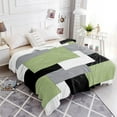 thumbnail image 3 of Green Grey Color Block Patchwork Blankets, Flannel Fleece Lightweight Comfort Bed Throws Modern Geometric Abstract Art Bedcover All Season Use for Bedroom/Living Room/Office/Travel/Camping 40x50In, 3 of 6