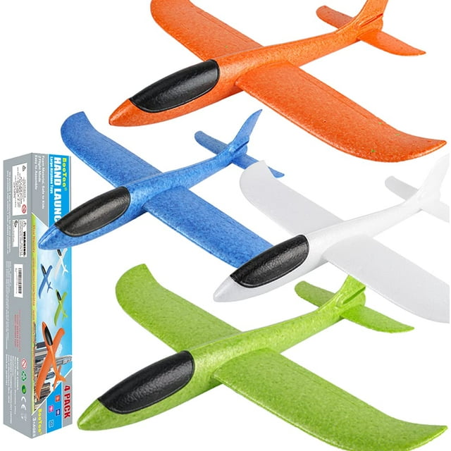 Airplane Toys BootAA, paquete de 4 aviones lanzadores de espuma para niños