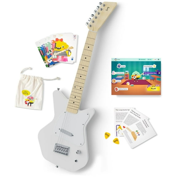 Loog Pro VI Electric ShortScale 6String Kids Guitar  LGPROEW  White